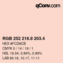 カラーコード: RGB 252 216.8 203.4 | qconv.com