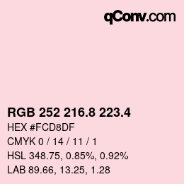 カラーコード: RGB 252 216.8 223.4 | qconv.com