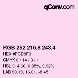 カラーコード: RGB 252 216.8 243.4 | qconv.com