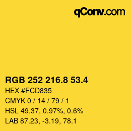 カラーコード: RGB 252 216.8 53.4 | qconv.com