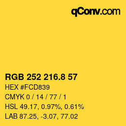 カラーコード: RGB 252 216.8 57 | qconv.com
