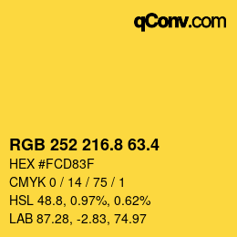 カラーコード: RGB 252 216.8 63.4 | qconv.com