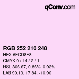 Color code: RGB 252 216 248 | qconv.com