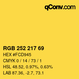 颜色代码: RGB 252 217 69 | qconv.com