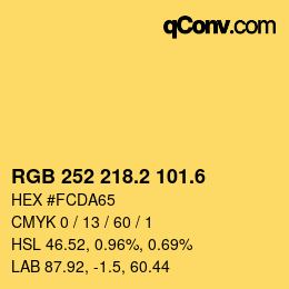 カラーコード: RGB 252 218.2 101.6 | qconv.com