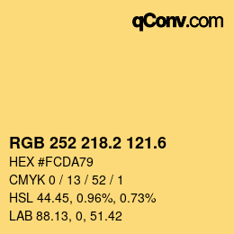 カラーコード: RGB 252 218.2 121.6 | qconv.com