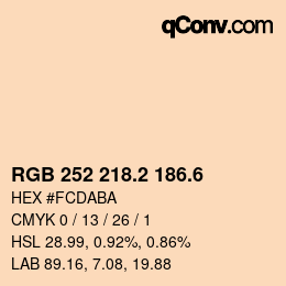 カラーコード: RGB 252 218.2 186.6 | qconv.com