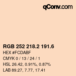 カラーコード: RGB 252 218.2 191.6 | qconv.com