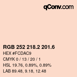 カラーコード: RGB 252 218.2 201.6 | qconv.com