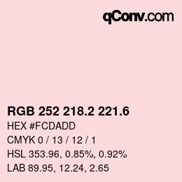 カラーコード: RGB 252 218.2 221.6 | qconv.com