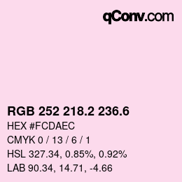 カラーコード: RGB 252 218.2 236.6 | qconv.com