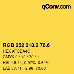 カラーコード: RGB 252 218.2 76.6 | qconv.com