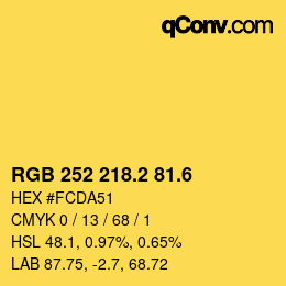 カラーコード: RGB 252 218.2 81.6 | qconv.com