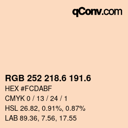 カラーコード: RGB 252 218.6 191.6 | qconv.com