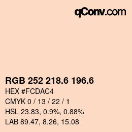 カラーコード: RGB 252 218.6 196.6 | qconv.com