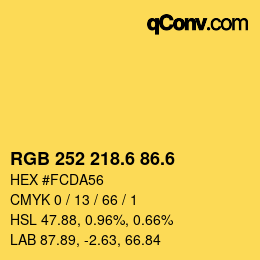 カラーコード: RGB 252 218.6 86.6 | qconv.com