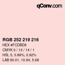 Code couleur: RGB 252 219 216 | qconv.com