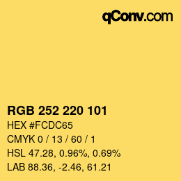 颜色代码: RGB 252 220 101 | qconv.com