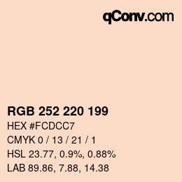 カラーコード: RGB 252 220 199 | qconv.com