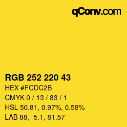 Color code: RGB 252 220 43 | qconv.com