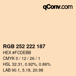 颜色代码: RGB 252 222 187 | qconv.com