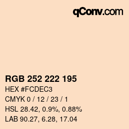 Color code: RGB 252 222 195 | qconv.com