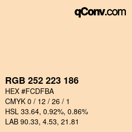 Color code: RGB 252 223 186 | qconv.com