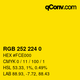 Color code: RGB 252 224 0 | qconv.com