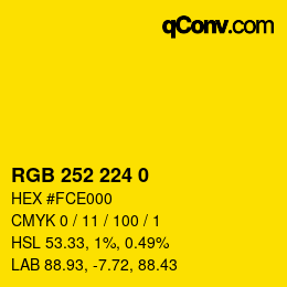 颜色代码: RGB 252 224 0 | qconv.com