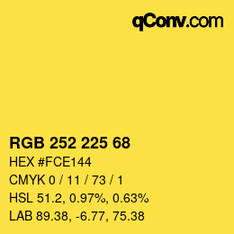 Color code: RGB 252 225 68 | qconv.com