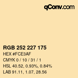 カラーコード: RGB 252 227 175 | qconv.com