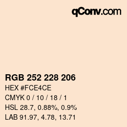 Color code: RGB 252 228 206 | qconv.com