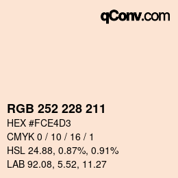 颜色代码: RGB 252 228 211 | qconv.com