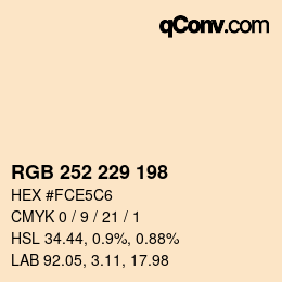 Color code: RGB 252 229 198 | qconv.com