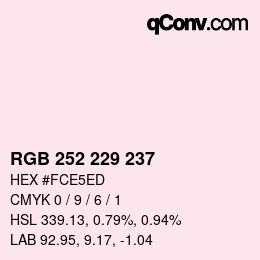 カラーコード: RGB 252 229 237 | qconv.com