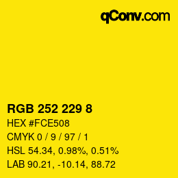 Color code: RGB 252 229 8 | qconv.com