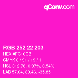 Color code: RGB 252 22 203 | qconv.com