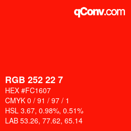 Color code: RGB 252 22 7 | qconv.com