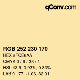Color code: RGB 252 230 170 | qconv.com