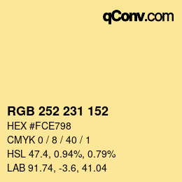 カラーコード: RGB 252 231 152 | qconv.com
