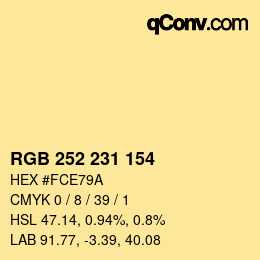 Color code: RGB 252 231 154 | qconv.com