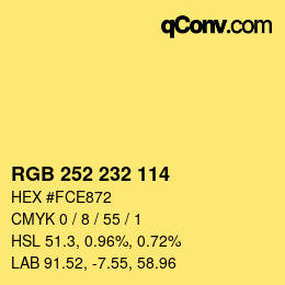 Color code: RGB 252 232 114 | qconv.com