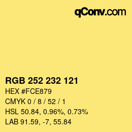 颜色代码: RGB 252 232 121 | qconv.com