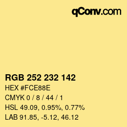 Color code: RGB 252 232 142 | qconv.com