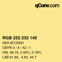 Color code: RGB 252 232 145 | qconv.com