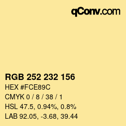 Color code: RGB 252 232 156 | qconv.com