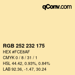 Color code: RGB 252 232 175 | qconv.com