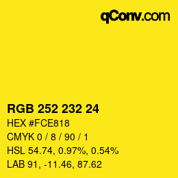 カラーコード: RGB 252 232 24 | qconv.com