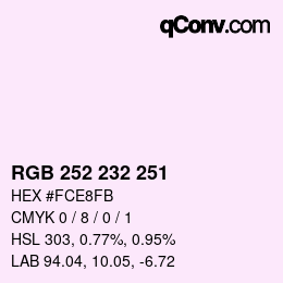 カラーコード: RGB 252 232 251 | qconv.com