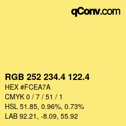 カラーコード: RGB 252 234.4 122.4 | qconv.com